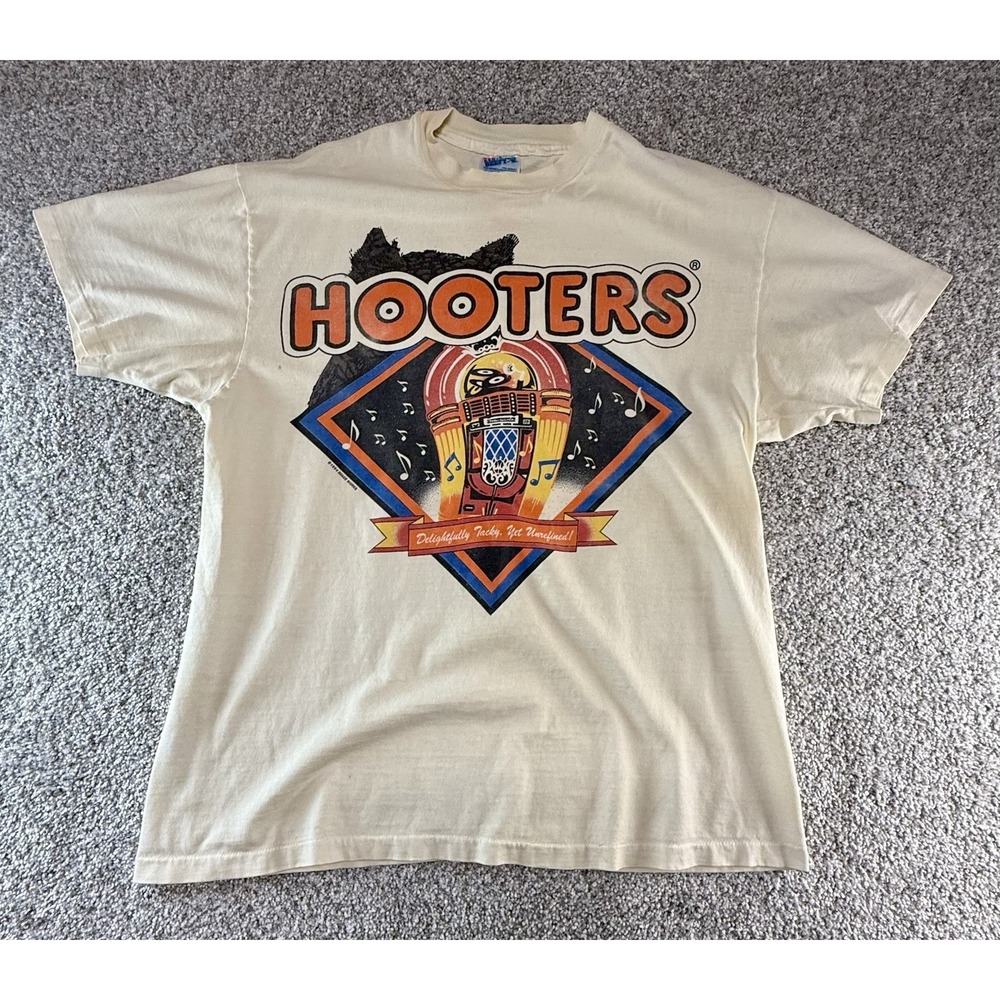 Vintage 1994 Hooters Restaurant Jukebox Hanes Beefy T-Shirt Image Works Large L